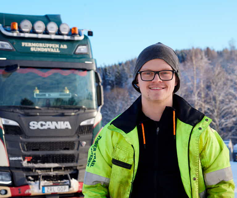 Driver and timber truck