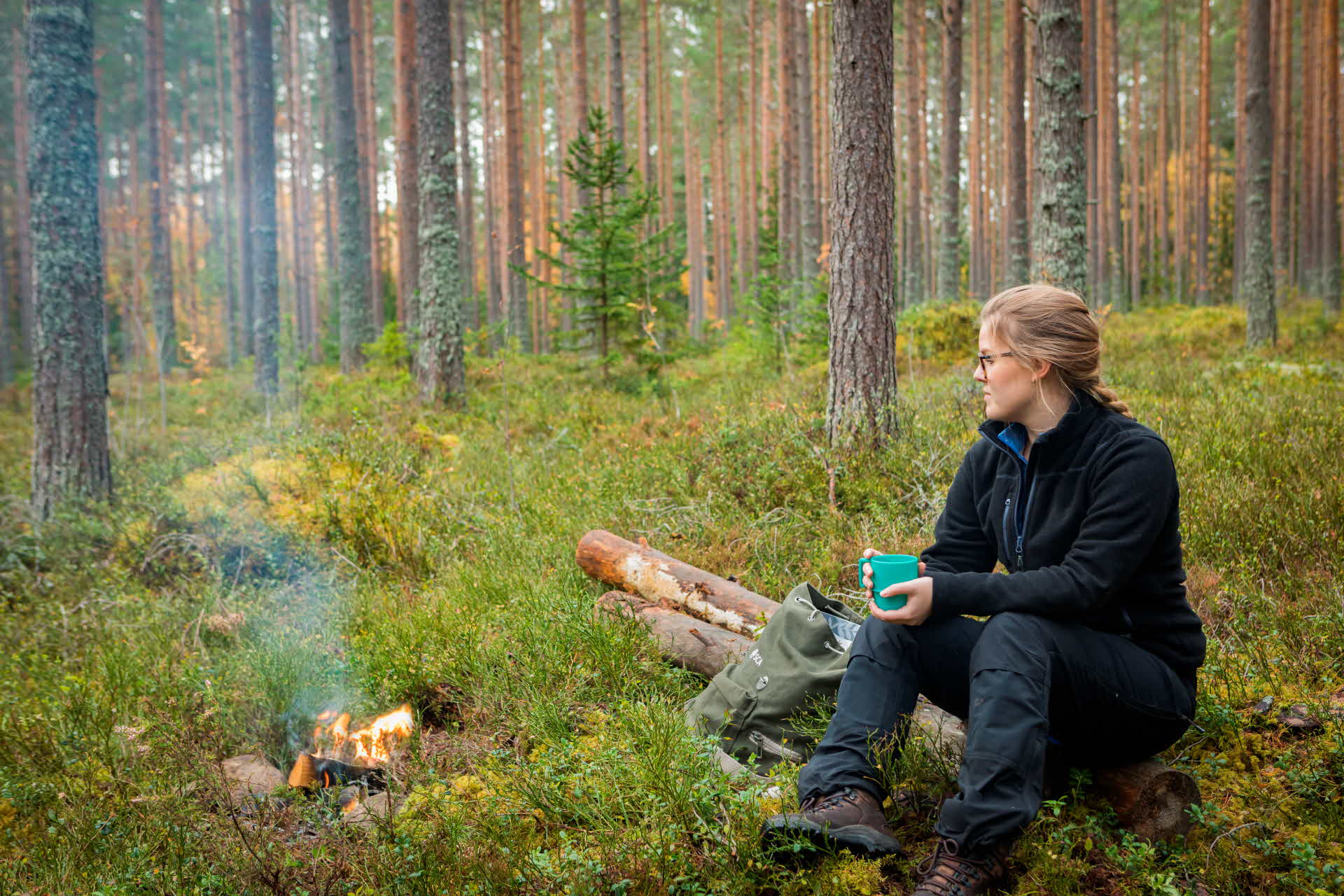 Men medarbetare fikar ute i skogen.