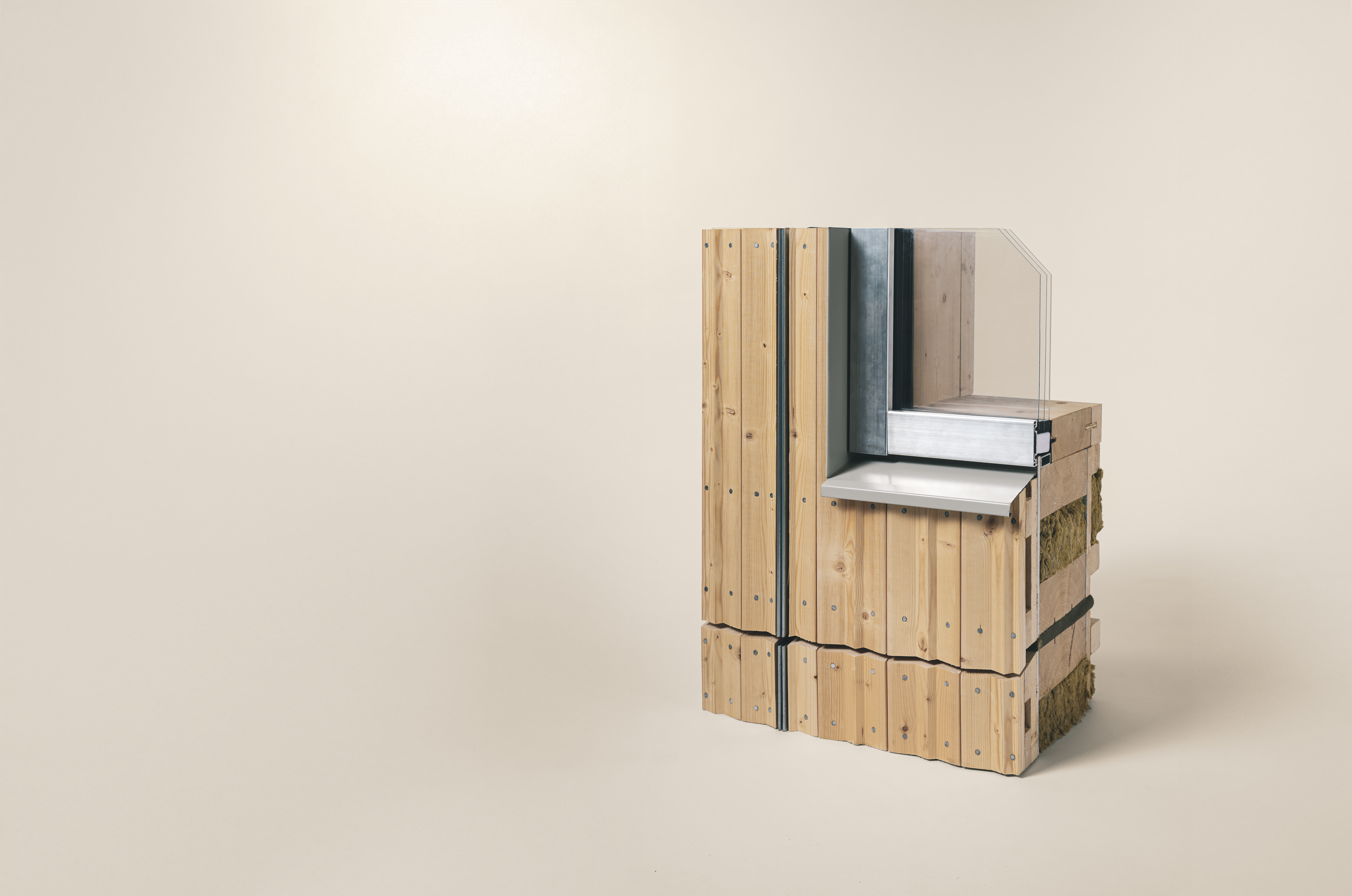 Fasadsystemet i genomskärning.