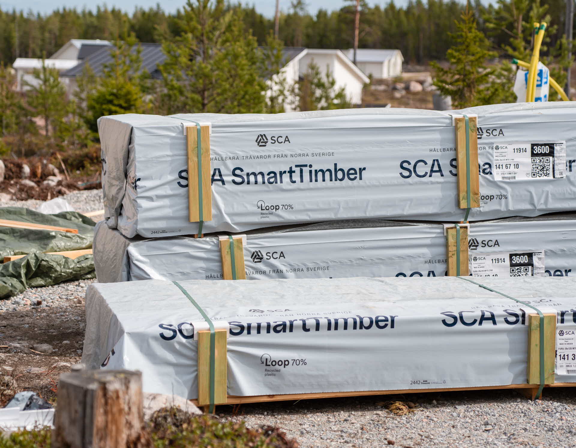 The Loop70 plastic on timber packages at a house construction site.