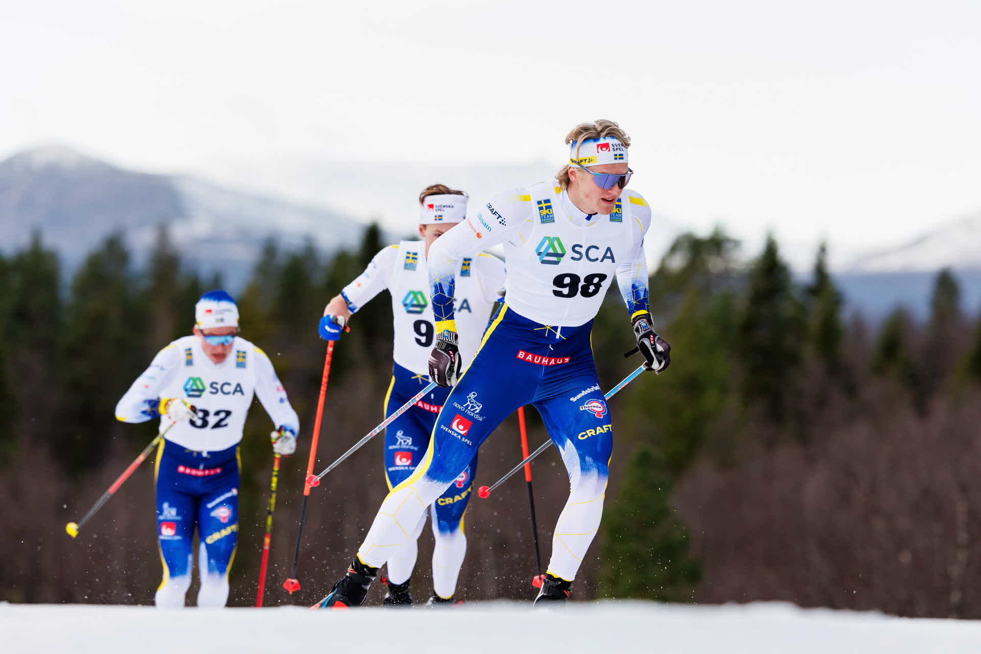 Längdlandslaget i Vålådalen. Front: Edvin Anger.