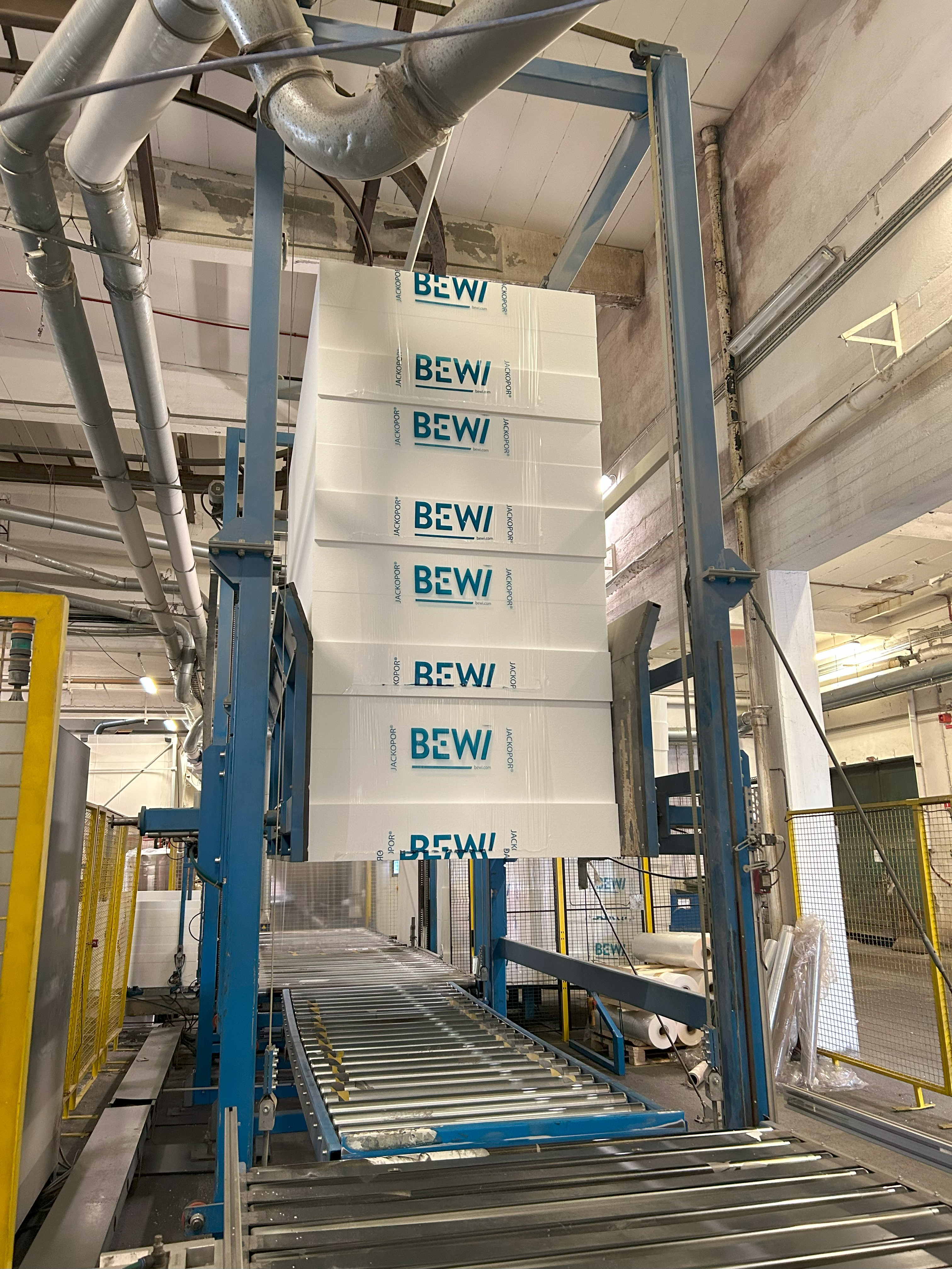 Cut EPS blocks are being packaged