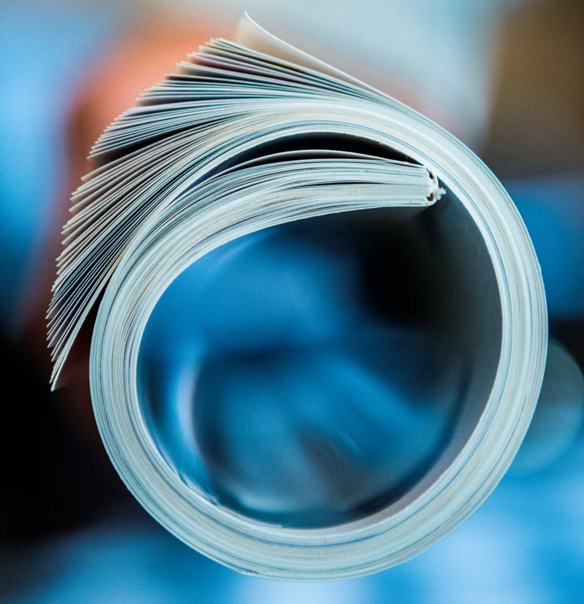 Closeup on a magazine.