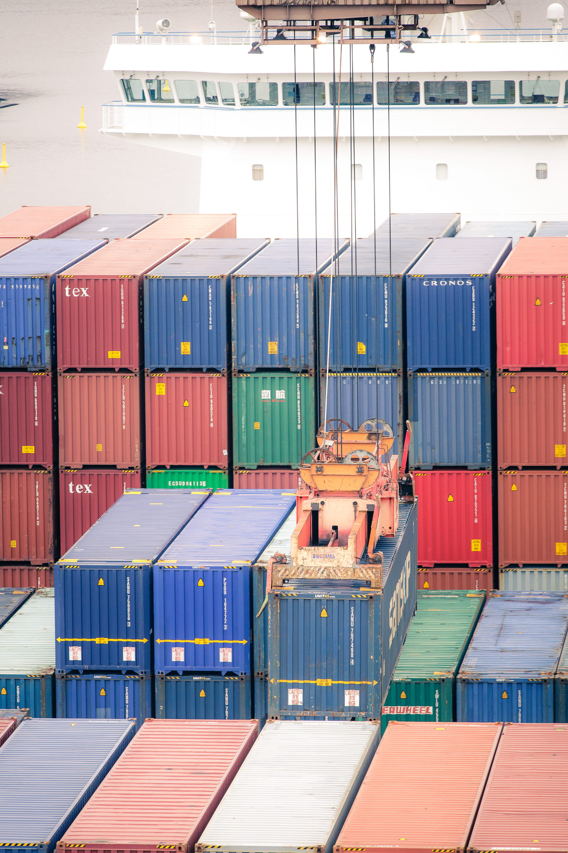 Containers in the container port.