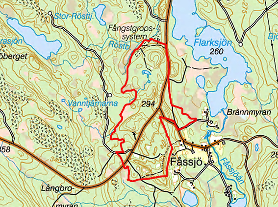 Karta Fåssjödal mosippeskog
