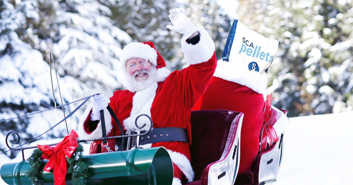 Tomte i släde med pellets