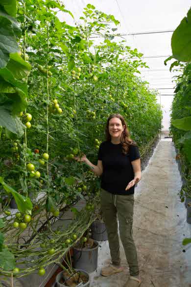 Eva showing the plants