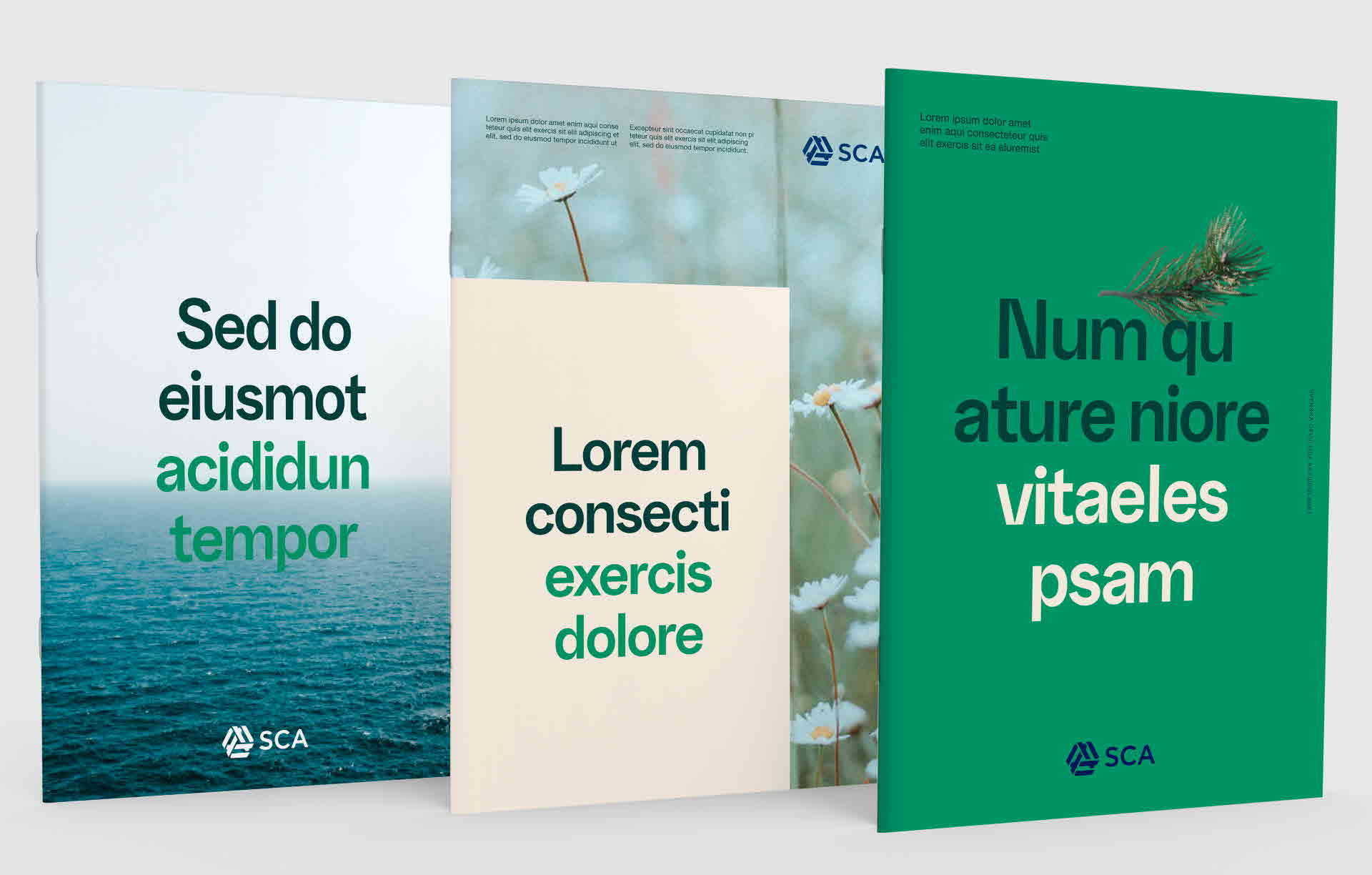 Exempel på olika format på broschyrer.