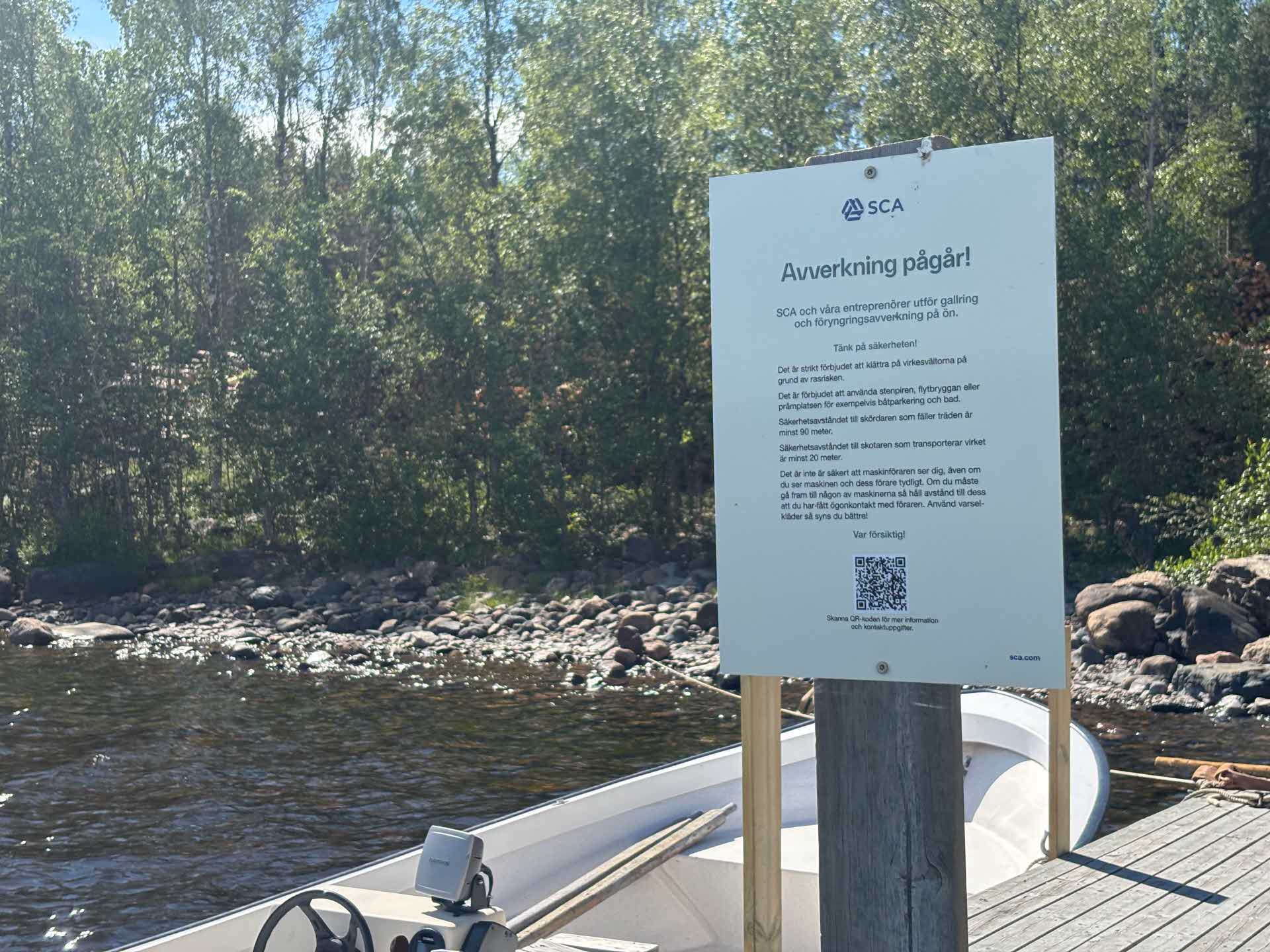 SCAs varningsskylt på Granön