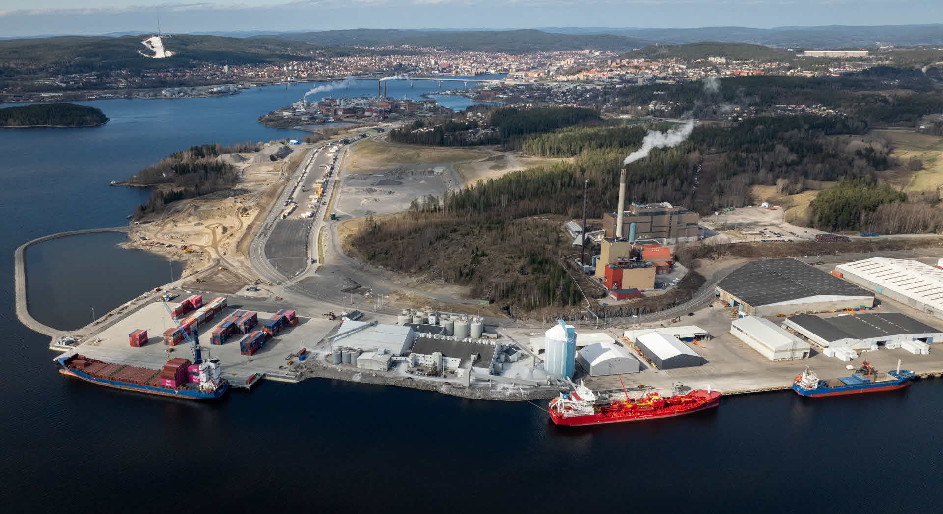 The terminal in Sundsvall and the container port.