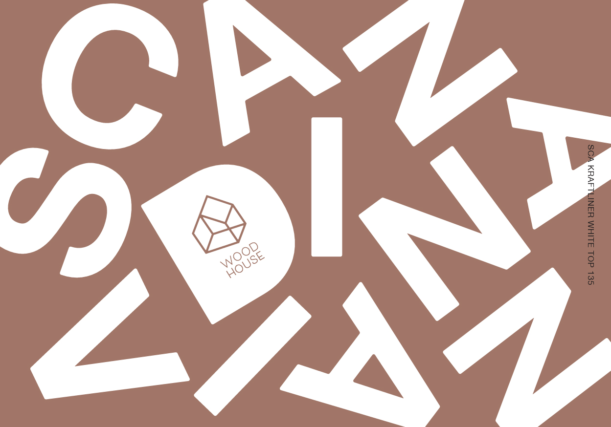 White letters on brown background