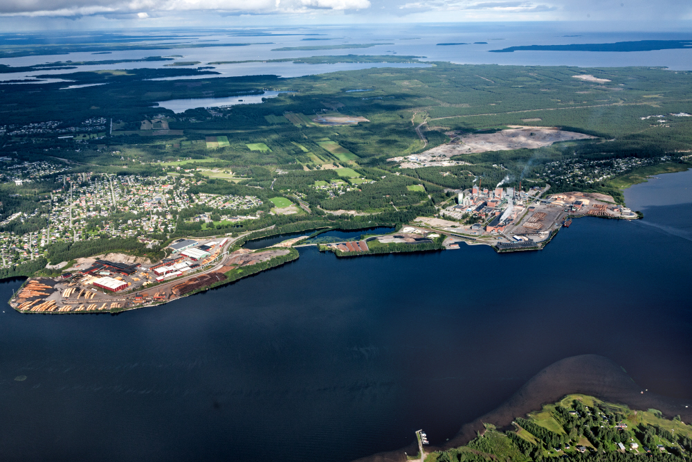 View over Munksund Papermill