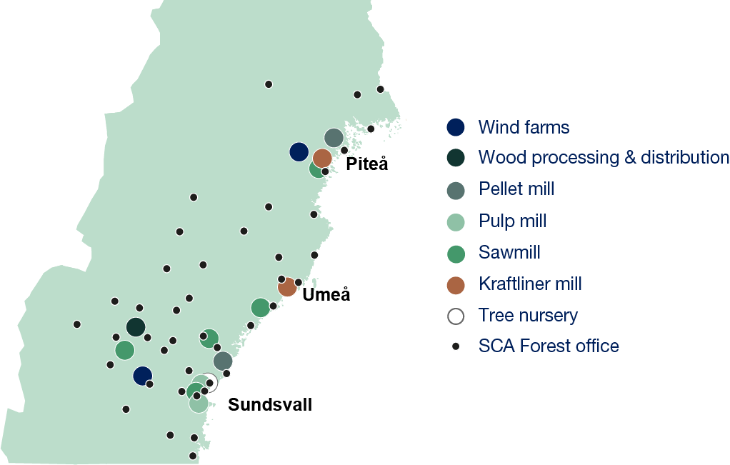Map of SCA's industries and offices