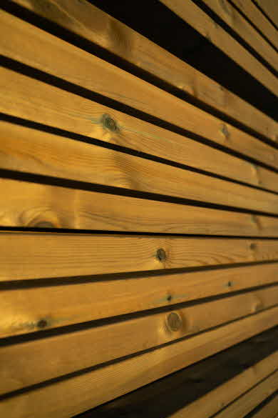 Close-up of impregnated wood products stacked at our storage facility at Bollsta sawmill. 