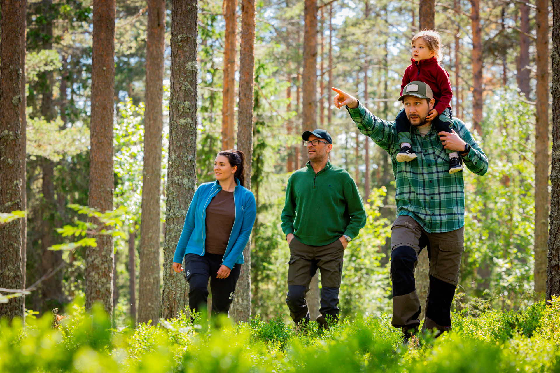 Familj i skogen.